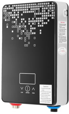 Scaldabagno istantaneo elettronico senza serbatoio, con doccia istantanea, schermo tattile LED e collegamenti per acqua calda e fredda, per appartamenti, cucine, bagni, 19 * 28,5 cm