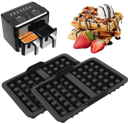 2 Pezzi Stampi per Waffle Belga in Silicone, Accessori per Waffle Belghe, Accessori per Friggitrice ad Aria Compatibili con Ninja AF500DE, AF400EU, AF451EU, SL400EU, Inserto per Waffle