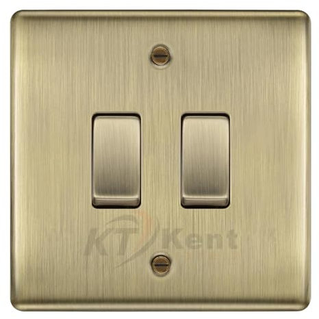 BG Nexus Antique Brass 2 Gang Switch 1x Intermediate 1x 1 or 2 Way Custom Grid