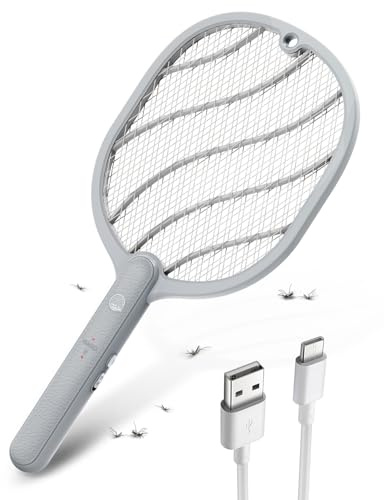 Mosiller Electric Fly Swatter, 3800V Handheld Bug Zapper Racket, Type-C Rechargeable, Mosquito Zapper for Indoor Outdoor, 3-Layer Safety Mesh, Easy to Use, Lightweight (Basic 1 Pack)