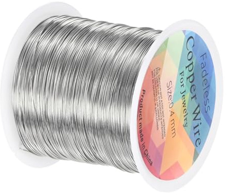 M METERXITY 0.4mm Jewelry Wire, 26 Gauge 328FT Craft Wire Copper Beading Wire for Jewelry Making/Planting/Weaving/DIY Crafting, Soft Metal Wires [100M, Silver White]