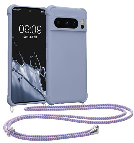 kwmobile Necklace Case kompatibel mit Google Pixel 8 Pro Hülle - Cover mit Kordel zum Umhängen - Silikon Schutzhülle Lavendel
