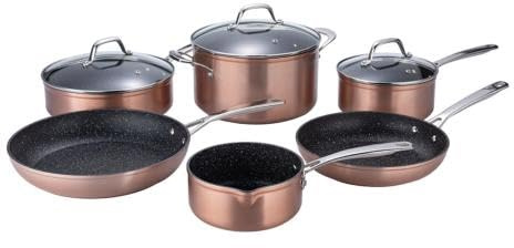 Set de 9 pièces Greblon céramique Elégance | Aluminium forgé, Revêtement Greblon céramique, sans PFOA ni PFAS