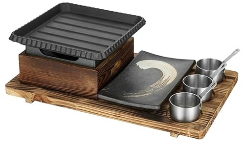 Piastra barbecue quadrata in ghisa, stufa ad alcol riscaldamento e isolamento, piatto cucina giapponese ristorante, stoviglie doppio set