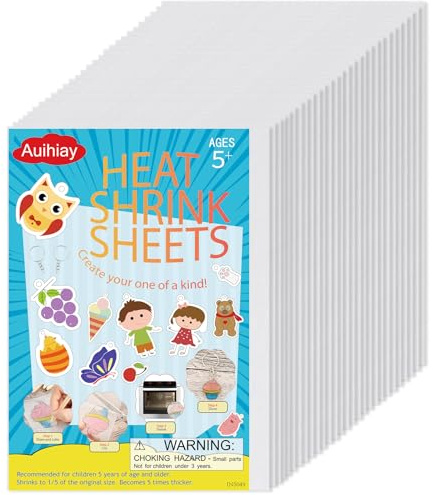 Auihiay 25 Pieces Shrink Plastic Sheets, Shrink Films Papers, Shrinky Art for Creative Handicrafts, Mother's Day and Father's Day Ornaments (7.9 X 5.7 inch)