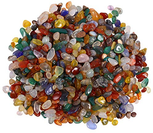 VICASKY Colorful Agate Tumbled Stone Vase Filler Gravel 300g 5-7mm Natural Crystal Quartz Pebbles Aquarium Decoration Terrarium Ornament for Fish Tank and Home Decor