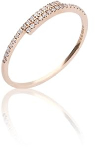 Mesnt 14K Oro Rosa Anello di Fidanzamento con promessa di Diamante Rotondo a Fila Semplice per Donna, Misura 21