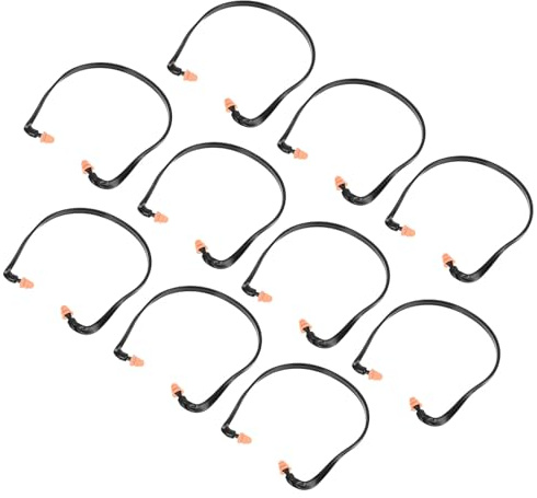 Lärmdichte Silikon Ohrstöpsel mit Bügel 10 Stück für Bauarbeiten | Leicht und Super Geschmeidig, Geräuschminderung gegen Tinnitus, Schwarz, für Flugreisen und Schlaf