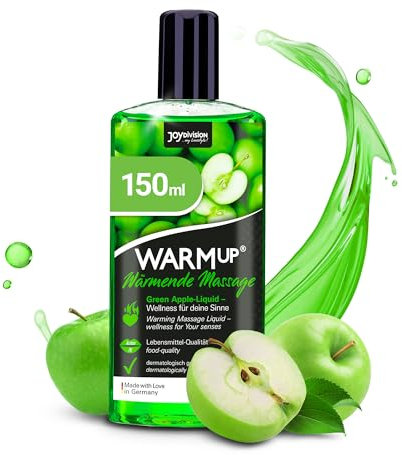 JOYDIVISION WARMup Massageöl Grüner Apfel 150 ml I Massageliquid mit Wärme-Effekt I Massage Öl mit Apfel Duft & Geschmack I Massageöle für Paare I Massage Oil I Massageöl wärmend