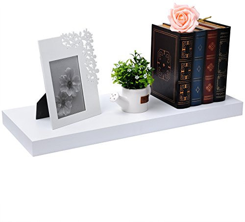 EUGAD Wandregal Schweberegal Wandboard Bücherregal Hängeregal Hochglanzoberfläche DVD CD Regal Holzbrett für Schlafzimmer Wohnzimmer Küche und Flur Weiß breit 60cm 0049QJ
