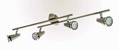 Trango 4-flammig LED Deckenleuchte 2992-42SD in Nickel matt incl. 4x 5 W 3-Stufen dimmbaren LED Leuchtmittel - Bad Lampe I Deckenlampe I Deckenstrahler I Deckenspots I Wohnzimmer Lampe schwenkbar