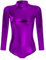 FYMNSI Damen Glänzende Ballettanzug Ballettbody Sport Tanz Body Gymnastikanzug Trikot Langarm Bodysuit Metallic Wetlook Einteiler Turnanzug Leotards Overall Lack Leder Oberteile Top Kostüm Lila L