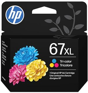 HP 67XL Tri-Color High-Yield Ink Cartridge | Works with DeskJet 1255, 2700, 4100 Series, Envy 6000, 6400 Series | Eligible for Instant Ink | 3YM58AN