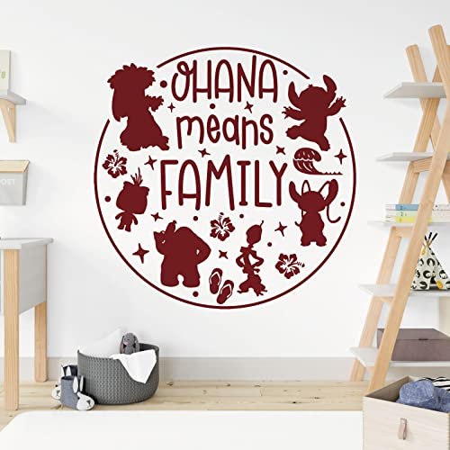 Ohana Means Family – Lilo und Stitch – Kinder Wandtattoo [Burgunderrot]