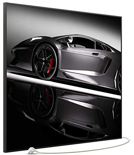 STEINFELD Bild Infrarotheizung mit Thermostat | Made in Germany | viele Motive 350-1200 Watt Rahmen schwarz (1200W, 045 Sportwagen)