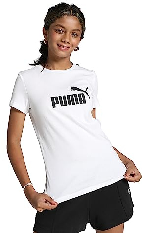 PUMA Mädchen Ess logo t-shirt G T shirt, Puma White, 110 EU