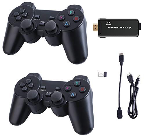Controlador de Joystick inalámbrico para Juegos, Consola de Videojuegos de Doble Jugador HDMI 4K Game Stick, 32 / 64GB, 3000/10000 Juegos Gratis con Controlador inalámbrico 2.4G, 64 bit