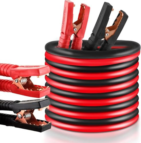 Holdfiturn 6M 12MM Booster Cables 1200Amp Heavy Duty Cars Jump Leads Professional Battery Start Cables Colour Coded Clamp Anti Tangle Leads Jump Start Leads for Cars Vans