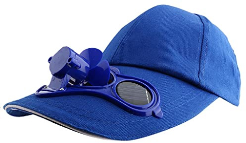Milageto Coole Solarbetriebene Fan Hat Hutkappe Camping Outdoor Angeln Baseball Tennis Golf - Blau