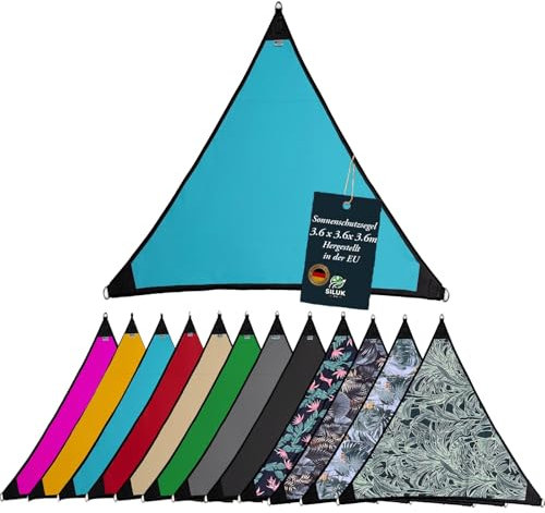 Sonnensegel Wasserdicht Sonnenschutz Garten mit befestigungen Leinen 100% Schutz vor UV-Strahlungen (3,6m x 3,6m, Blau)