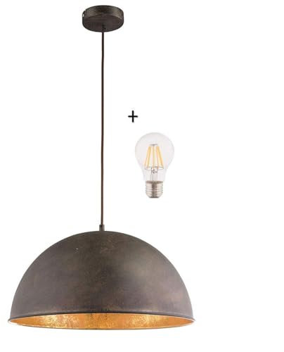 bmf-versand® Hängelampe Esszimmer Modern - Hängeleuchte Industrial - Küchenlampe Hängend Rostoptik 41 cm - Industrie Pendellampe Esstisch - Pendelleuchte Braun Vintage - inkl Pflegetuch