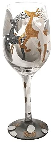 LUOSFUH Kelch, bemalt, gebeizt, Champagnerglas, Cocktailglas, Schneeflocken, Elch, Cocktailgläser für Trinkgeschirr, Geschenk, Geburtstag, Hochzeit, Jahrestag (02)