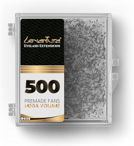 QBS Loventure C CURL Premium Premade Volume 8D-14D Fans | 500 vorfächerte Wimpern pro Box | Mega Volume Wimpern