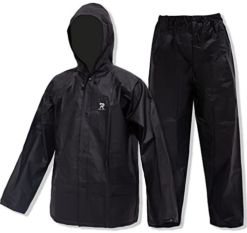 CHRUOXUAN Combinaison de pluie ultra-légère pour homme et femme - Vêtement de pluie imperméable - Équipement de pluie pour l'escalade, le cyclisme, l'agriculture, la randonnée, Noir , XXL