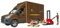 bruder 02678 - Mercedes Benz Sprinter UPS con conductor transpaleta manual, cajas de envío, transportador