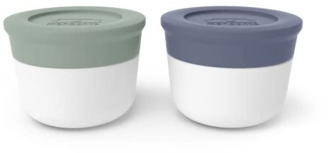 monbento - Récipients à Sauce Lunch Box MB Temple S Natural - Petits Pots avec Couvercle pour Sauces - Hermétiques - Réutilisables - Compatibles avec Bento Box MB Original & MB Square - Vert et Bleu
