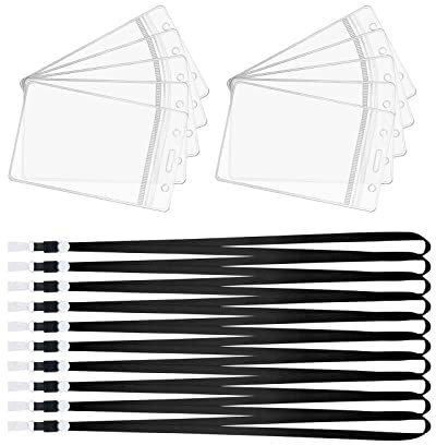 MYSUNBAR Kartenhülle mit Lanyard, 10 Stück wasserdichte Ausweishülle, Weiche, Transparenter PVC Ausweishülle mit Schlüsselband, Kartenhalter für/Geschäfts/Messe/Firmen/Schulen