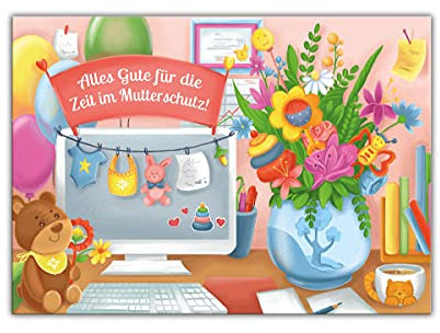 Glückwunschkarte Abschiedskarte für Mutterschutz Kollegin mit Umschlag in XXL-Format DIN A4 Klappkarte große Maxi-Format mit viel Platz