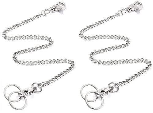 JSUOEO Key Chain, 2PCS Long Heavy Duty Key Ring 24In Metal Pants Chains Pocket Keychain Wallet Chain Jeans Chain with Lobster Clasp Keyfob for Men and Women (Sliver)