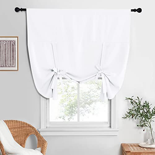 NICETOWN Tenda bianca pura, isolamento termico, per finestra, tenda per cucina, blocco della luce, per bagno, tasca per asta, pannello singolo, 132 cm di larghezza e 160 cm di lunghezza