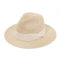 DRESHOW Femme Homme Chapeau de Paille Panama Chapeau Été Large Bord Chapeau de Soleil Anti-UV pour Plage Voyage Fedora Chapeau de Soleil, Taille unique, Panama Beige with Beige Ribbon