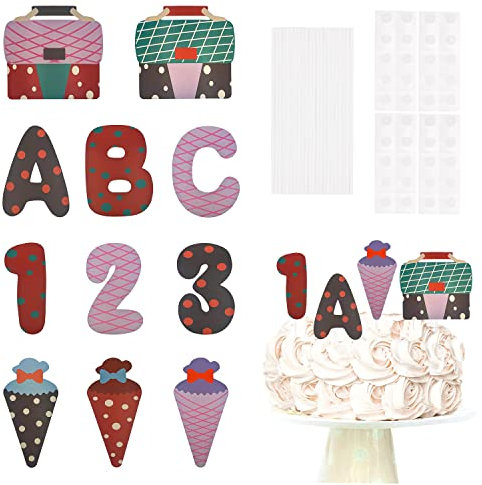 Oblique Unique® Torten Topper Schulranzen Zuckertüten ABC 123 für Schuleinführung Einschulung Schulanfang von Jungs und Mädchen Topper Kuchendeckel