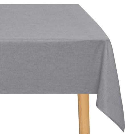 JIUZHEN Grau Tischdecke Abwaschbar Tischdecken Leinenoptik für Esszimmer, Garten, Outdoor, Hochzeiten Wasserabweisend Tischtuch Eckig 110x110 cm