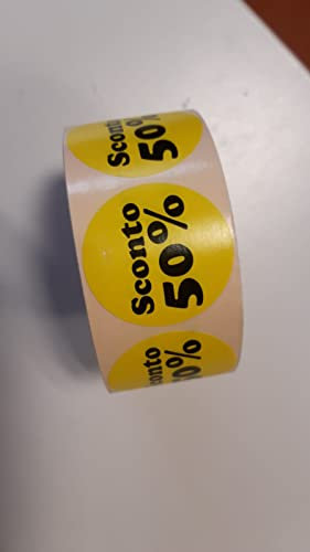 1000 etiquetas 50% descuento adhesivos en rollo Ø mm. 40 supermercados Tiendas Oferta
