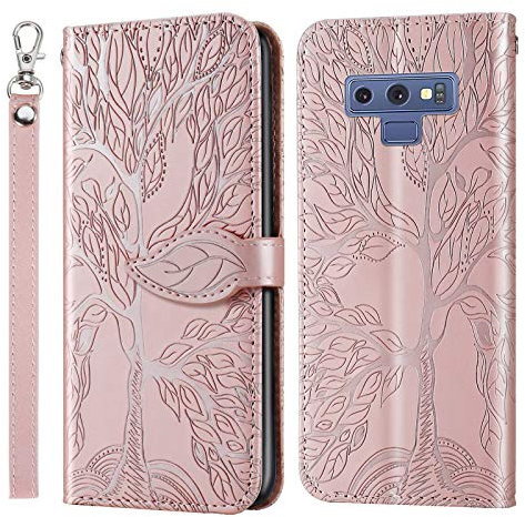 JayModCase Handyhülle für Samsung Galaxy Note 9, PU Leder Flip Kartenfach Geldbörse Magnetverschluss Standfunktion Cover, Kompatibel mit Samsung Galaxy Note 9 - Roségold