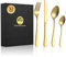BEWOS 32-Piece Stainless Steel Cutlery Set, Matt Gold Knives and Forks, Service for 8, Spoon and Fork Set with Gift Box, Dishwasher Safe
