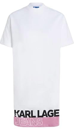 KARL LAGERFELD JEANS, Damen, Logo-T-Shirt-Kleid, Normale Passform, Weiss, L