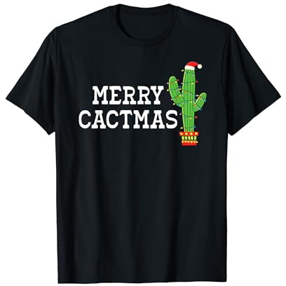 Merry Cactmas Cactus Luces de árbol de Navidad Cactus del desierto Camiseta