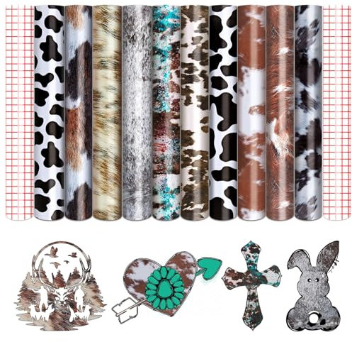 Tintnut Vinylfolie Plotter, 10Pack 12 x 10 Kuhpelz Plotterfolie Vinyl mit 2 Transferfolie Plotter, und andere Plotter