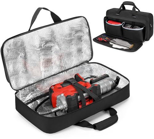 Rexmica Carrying Bag Compatible with Milwaukee 2646-20 M18 / 2646-21ct M18 Grease Gun, Storage Bag Compatible with Dewalt DCGG571M1 / DCGG571B 20V Max Grease Gun, Grease Gun Case with Accessory Pocket