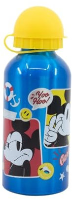 My sweety pop - Gourde - Aluminium - Pour enfant - Crèche - Maternelle - Ecole - Vacances - Repas - 17,5 cm – 400 ml - Hydratation - Idée Cadeau - Mickey Mouse - Bleu
