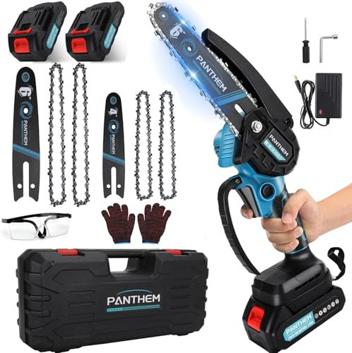 Mini Motosega a Batteria per Potatura 6 pollici & 4 pollici con 2 batterie 2.0Ah, motosega elettrica a Batteria Sega a Batteria e Blocco di Sicurezza sega piccolo per il Taglio del Legno Giardini