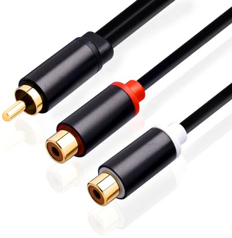 Cables Cinch Y Cable RCA,0,2m Audio RCA Y-Adaptador Distribuidor Cable,Aux 1x Conector RCA Cinch Macho a 2x RCA Cinch Hembra,Distribuidor De Audio Para Subwoofer,Radio,Televisión,Equipo De Música