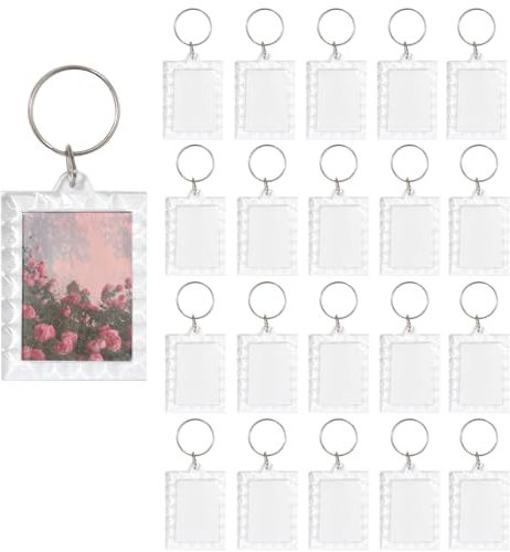 BetterJonny Schlüsselanhänger für Foto, 20PCS Acryl Foto mit Schlüsselring Transparent Bild Fotoschlüsselanhanger Leere zum Basteln Geschenk Familie Freunde 4 * 5,6
