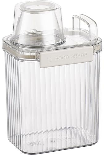 MHwan boite croquette chien, boite croquette chat avec gobelet doseur, 1.3L doublement scellé et résistant à lhumidité conteneur croquettes chien avec poignée de transport pour céréales, riz (Blanc)