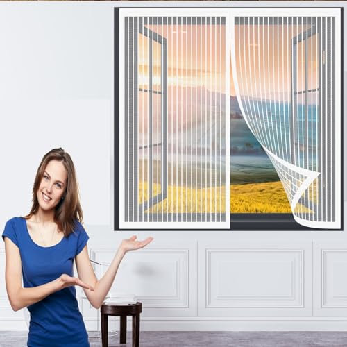 Moustiquaire de Porte Aimantée 128 x 95 cm Moustiquaire sur Mesure Laisse Passer L'Air Frais Moustiquaire Fenetre pour Divers de Fenêtres, Blanc